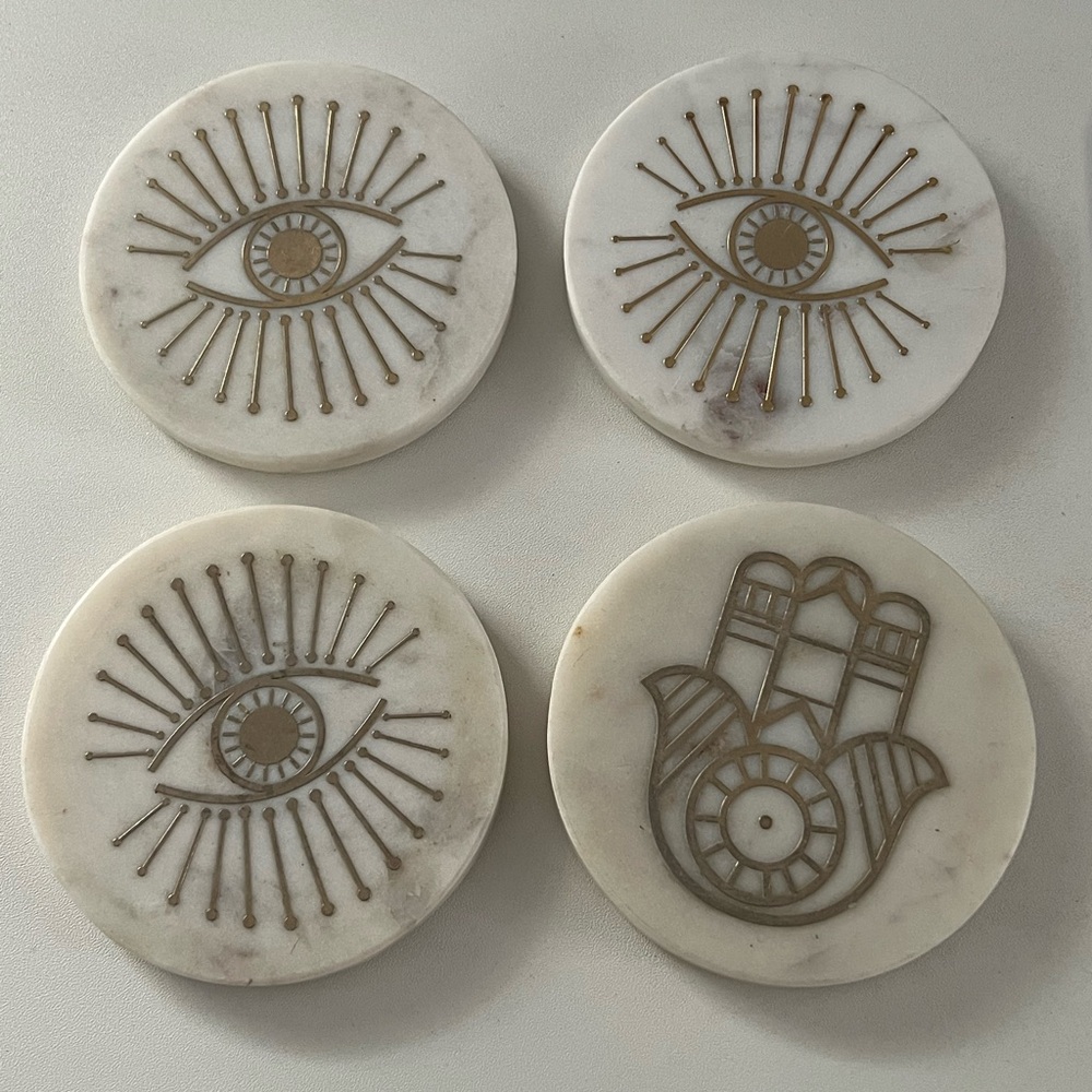 Anthropologie Cassiopeia White Marble Coasters